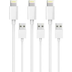Krefx 3-Pack 2M Lightning laddare iPhone 13/12/11/ Xs/Max/X/8/7/6/5/SE 2m