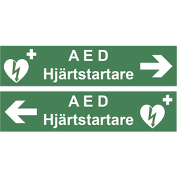 Sign AED Defibrillator with arrow 400 X 96 mm