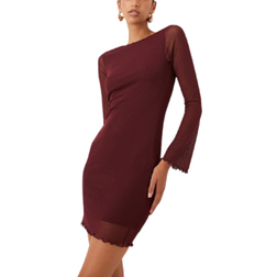 New Look Mesh Mini Dress - Burgundy/Red