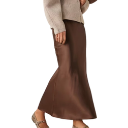 New Look Satin Midi Bias Skirt - Brown