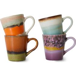 HKliving 70s Espresso Mugs Set of 4 H8 x L5.8 x W6.2 cm Espressokop 8cl 4stk