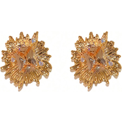 Shein pair Hong KongStyle Vintage HighGrade Metallic Cubic Zirconia Stud Earrings Sophisticated MiddleAged Fashionable Versatile