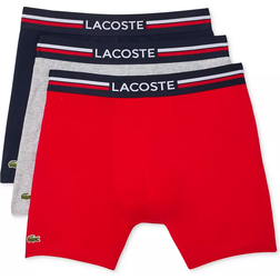 Lacoste Men's 3pk. Regular-Fit Stretch French Flag Boxer Briefs Red, Grey, Navy Red/Grey/Navy