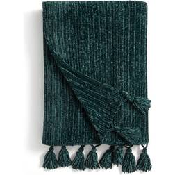 Dunelm Chunky Chenille Throw 130 x 180 cm Bottle Blankets Green (180x130cm)