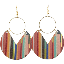 Shein 1pair Fashion Wood Round Drop Earrings For Women For Gift Party