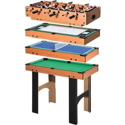 Homcom 4-i-1 Multispelbord Med Bordsfotboll Bordhockey Bordtennis Biljard 92 x 78 x 80 cm