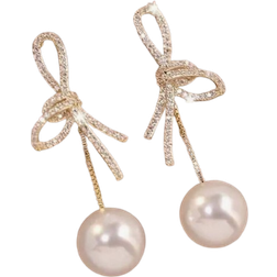 Shein Elegant Retro Style Bow And Pearl Earrings Perfect For Daily Fashion Or Valentines Day Gifts