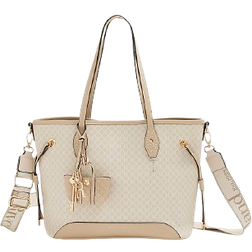 River Island Monogram Side Tie Charm Shopper Bag - Beige