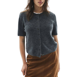 H&M Stickad Kofta - Mörkgråmelerad