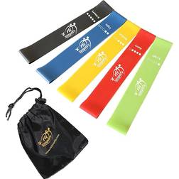 #1 Best Resistance loop Bands Set of 5 Exercise Bands For Home, Gym, Stretching, Toning, and Physical Therapy with Instruction Guide, Carry