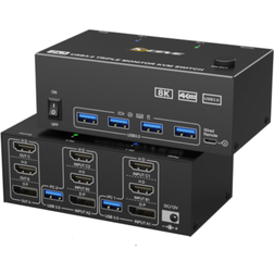 Kceve KVM Omkopplare 2 PC 3-Bildskärmar