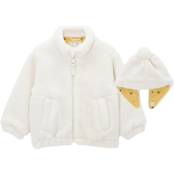 John Lewis Baby Borg Fleece Jacket and Hat, Cream