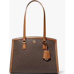 Michael Kors Medium Signature Logo Tote Bag - Brown