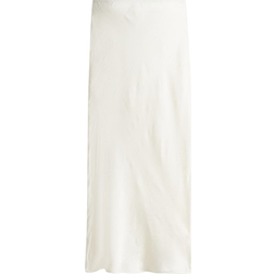 H&M Crinkled Satin Maxi Skirt - White