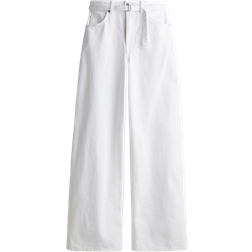 H&M Ladies White Wide belted jeans