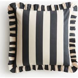 H&M Med Flæsekant 50 x 50 Grå Pudebetræk Sort, Hvid (50x50cm)