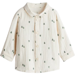 H&M Baby Skjorte I Bomullsmusselin - Beige
