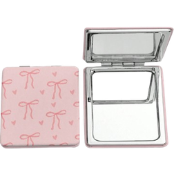 Shein 1 Pc Pink Bow & Heart Pattern Square Makeup Mirror, Portable Handheld Mirror For Girls Pattern Placement Random