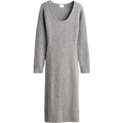 H&M Scoop Neck Rib Knit Dress - Grey