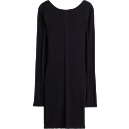 H&M Ribbestrikket Bodycon-Kjole - Sort