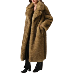 Shein New Autumn Winter Fashion Faux Fur Long Coat Elegant Lady Furry Parka Outerwear