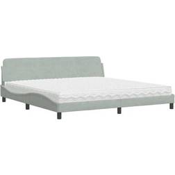 vidaXL med madrass ljusgrå 200x200cm