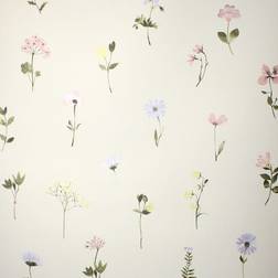 Dunelm Pressed Flowers Wallpaper White