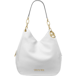 Michael Kors MK Lillie Large Pebbled Leather Shoulder Bag White Michael Kors