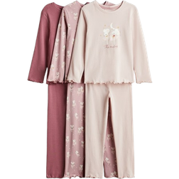 H&M Girls Pink 3-pack cotton pyjamas 10-12Y