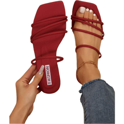 Shein Strap Sandals New Summer Fashion Square-Toe Flat Sandals