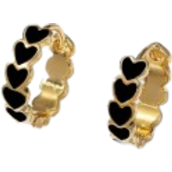 Shein pair Fashionable Simple Black OilDrop Heart Design Hoop Earrings Personality Jewelry Gift For Girls Party
