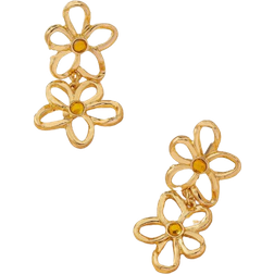 Shein 1pair Metallic Petal Shaped Linked Dangle Earrings