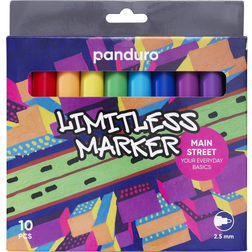 Panduro Markers Main Street Set 10 – akrylpennor i klassiska basfärger för alla tillfällen