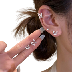 Shein 6pcs Super Elegant Butterfly & Minimalist Designer Stud Earrings, Suitable For Daily Wear