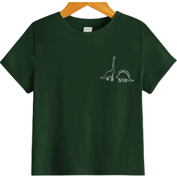 Shein Young Boy Dinosaur Pattern Round Neck ShortSleeved TShirt Casual Daily Suitable For Summer