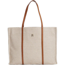 Tommy Hilfiger Canvas Beach Tote Bag - Beige/Cognac/Hvid
