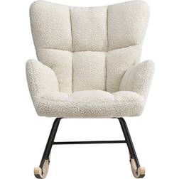 Living and Home White Sherpa Tufted Rocking Armchair 98.5cm