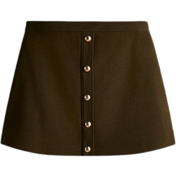 H&M Button-Front Fine-Knit Skirt Green