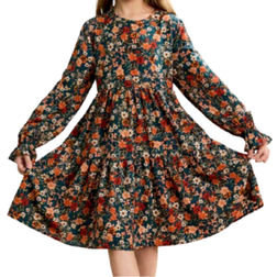 Shein Tween Girls Dusty Floral Print Flounce Sleeve Ruffle Hem Dress