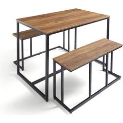 Dunelm Charlie 4 Rectangular Table with 2 Benches Dining Set 70x110cm 3pcs