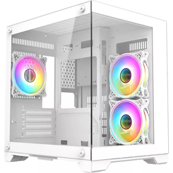 CiT Overseer White MicroATX PC Case Celsius Dual-Ring Fans