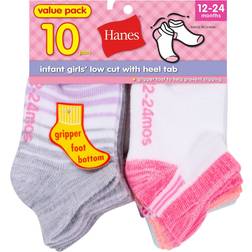 Hanes Infant Girls' Heel Shield Socks 10-Pack Grey/White/Pink/Assorted Grey/White/Pink/Assorted
