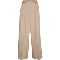 Vero Moda Elma High Waist Trousers - Brown/Silver Mink