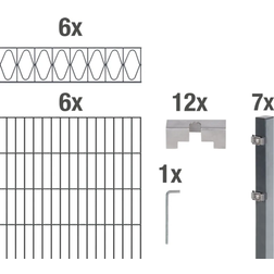Alberts Komplettset Doppelstabmatte mit Dekorstreifen 12 m x 120 cm anthrazit