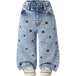 Shein Heart Embroidery Casual Jeans - Baby Girls'