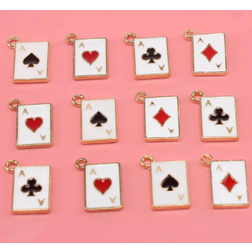Shein 12pcs/set Fashion Zinc Alloy Playing Card DIY Pendant For Women For DIY Jewelry Making