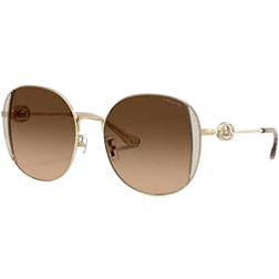 Coach Horse And Carriage Metal Round Sunglasses - Gold/Brown