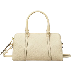 Tory Burch T Monogram Leather Petite Barrel Bag - Light Cream