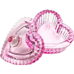 Shein 1Pc Nail Art Crystal Glass Cup Dappen Dish Clear Bowl Container Nail Tools For Acrylic Liquid Powder Nail, with Heart-Shaped Pink Lid and Holder, Glassware Care Tools for Nail Art Manicure