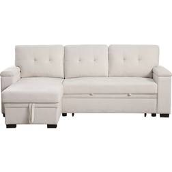 Lilola Home Lucca II 84.5 Inch Reversible Sleeper Sectional with Storage Chaise and Pocket Coil Seating - Beige Sofa 84.5" 3 Seater
